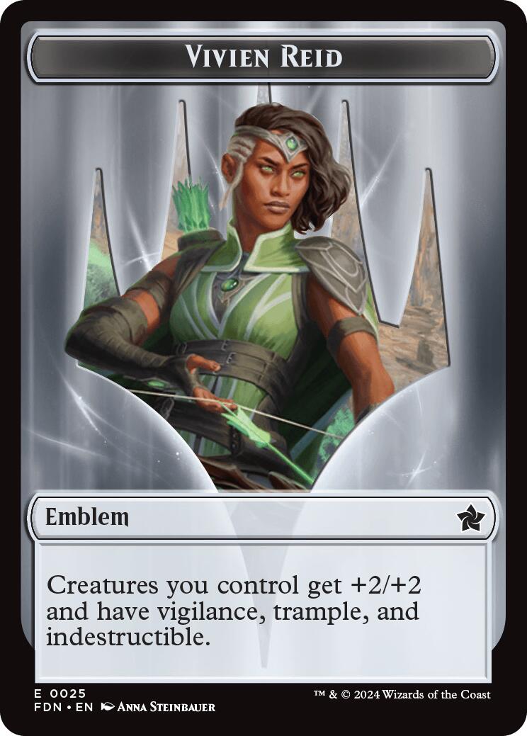 Emblem - Vivien Reid // Elf Warrior Double-Sided Token [Foundations Tokens]