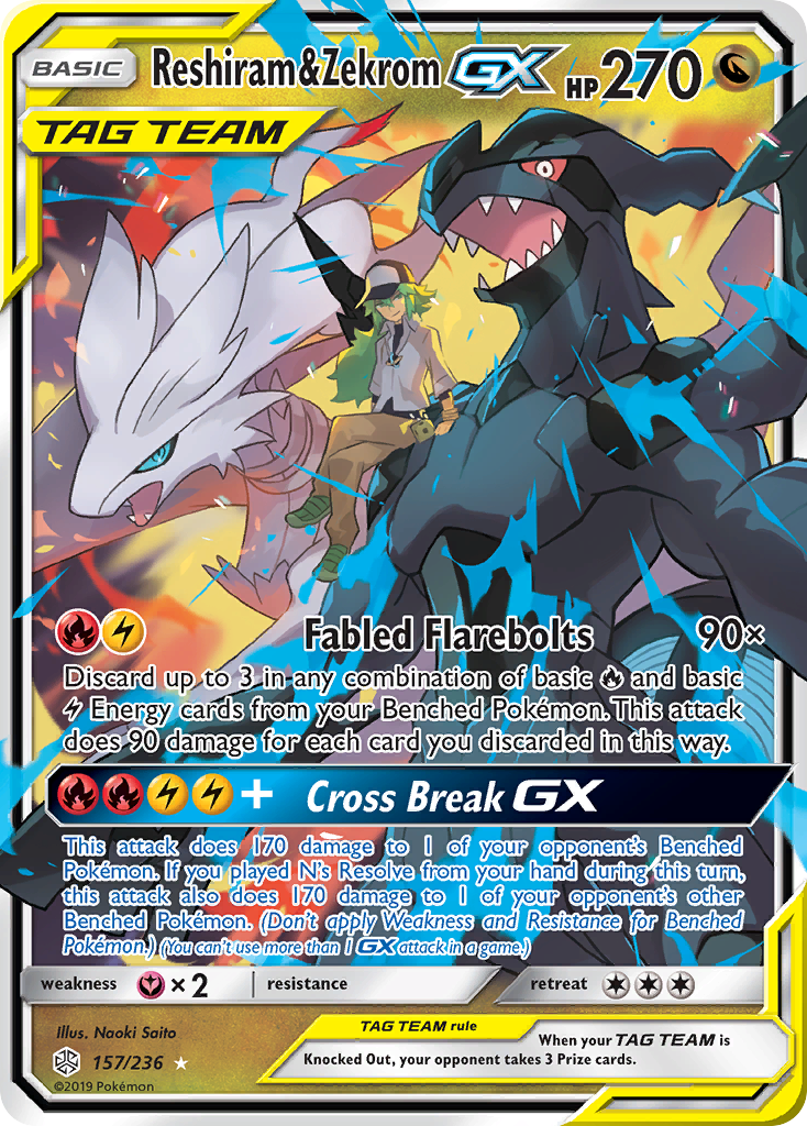 Reshiram & Zekrom GX (157/236) [Sun & Moon: Cosmic Eclipse]