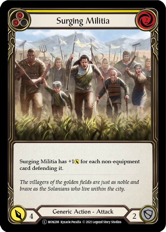 Surging Militia (Yellow) [U-MON288-RF] (Monarch Unlimited)  Unlimited Rainbow Foil