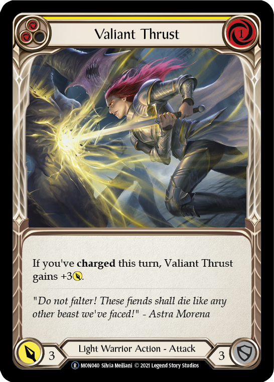 Valiant Thrust (Yellow) [U-MON040-RF] (Monarch Unlimited)  Unlimited Rainbow Foil